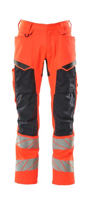 Pantaloni con tasche porta-ginocchiere ACCELERATE SAFE hi-vis rosso/blu navy scuro