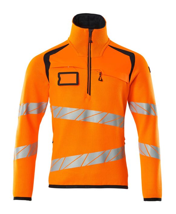 Maglione con mezza cerniera ACCELERATE SAFE hi-vis arancio/blu navy scuro