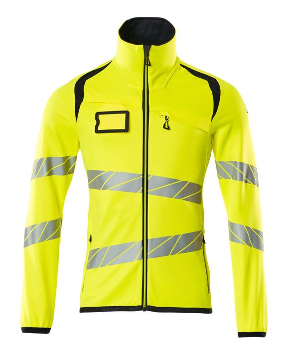 Maglione in pile con chiusura lampo ACCELERATE SAFE hi-vis giallo/blu navy scuro