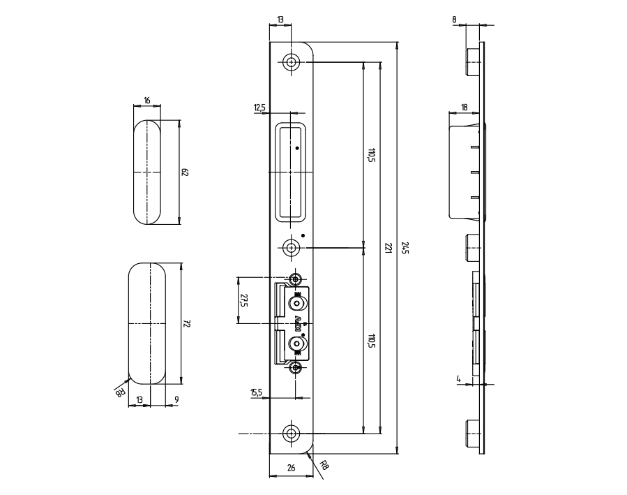 Riscontro centrale scrocco e mandata FSB 8050-434E8H/41L-M