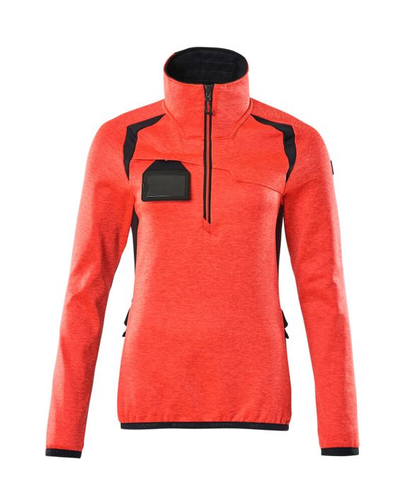 Maglione in pile con mezza cerniera ACCELERATE SAFE hi-vis rosso/blu navy scuro