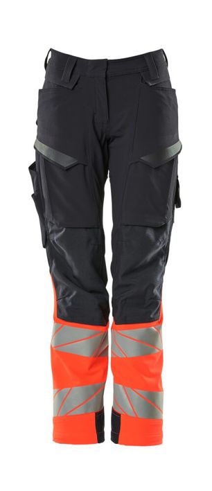 Pantaloni con tasche porta-ginocchiere ACCELERATE SAFE blu navy scuro/hi-vis rosso