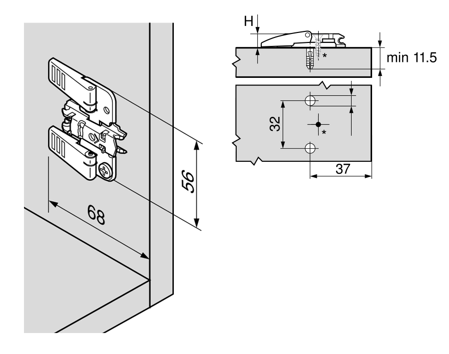 Piastrina di premontaggio a croce CLIP top INSERTA 