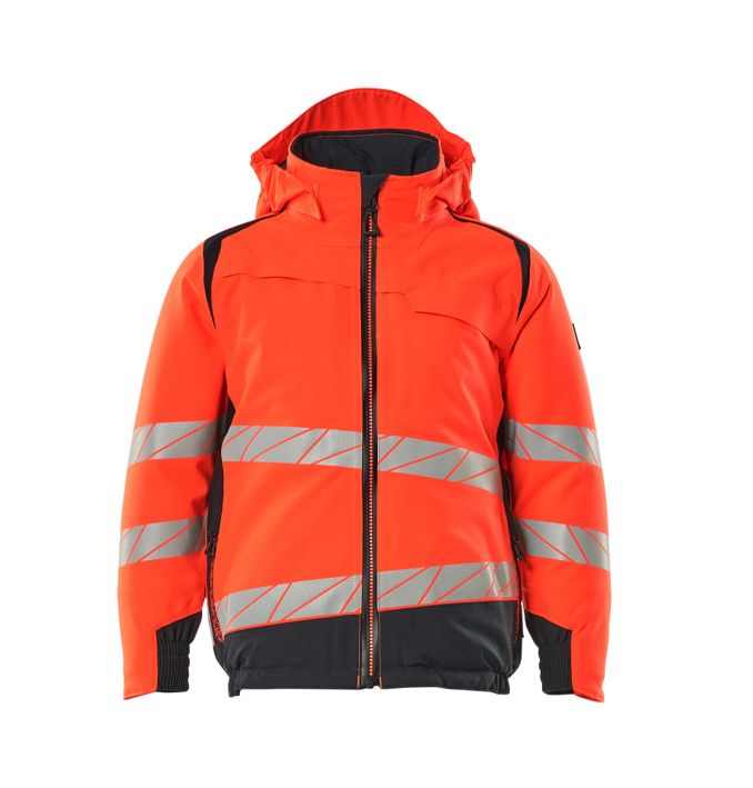 Giacca antifreddo da bambino ACCELERATE SAFE hi-vis rosso/blu navy scuro