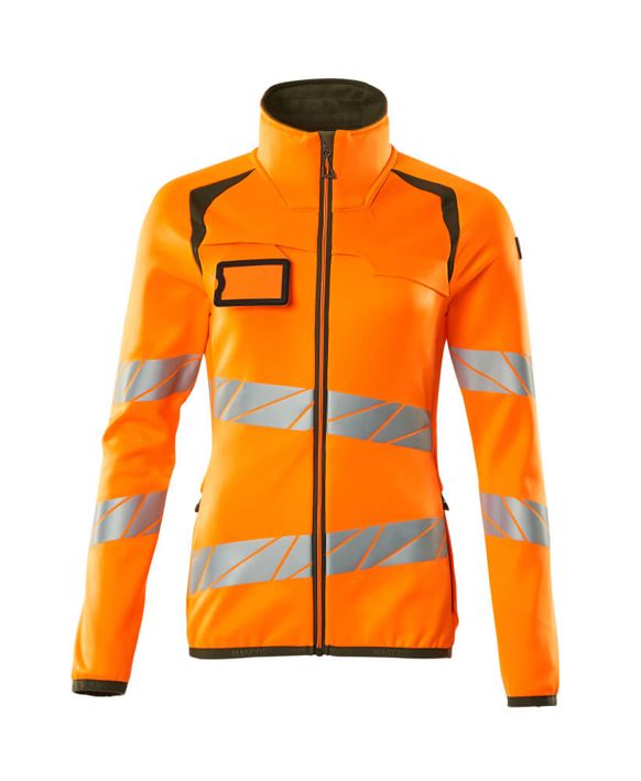 Maglione in pile con chiusura lampo ACCELERATE SAFE hi-vis arancio/verde muschio