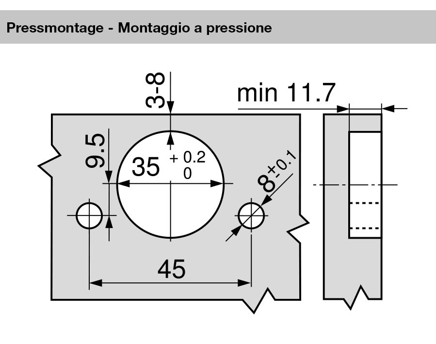 Cerniera da 125° CLIP top BLUMOTION  