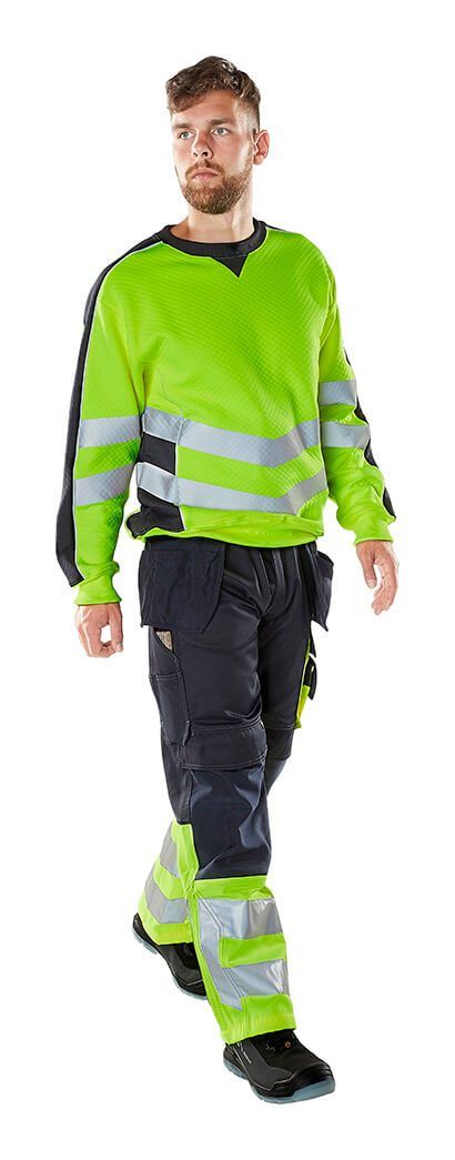 Pantaloni con tasche esterne SAFE SUPREME blu navy scuro/hi-vis giallo