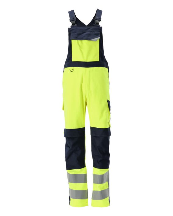 Salopette con tasche porta-ginocchiere MULTISAFE hi-vis giallo/blu navy scuro