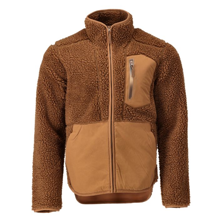 Giacca in pile con chiusura lampo CUSTOMIZED nocciola