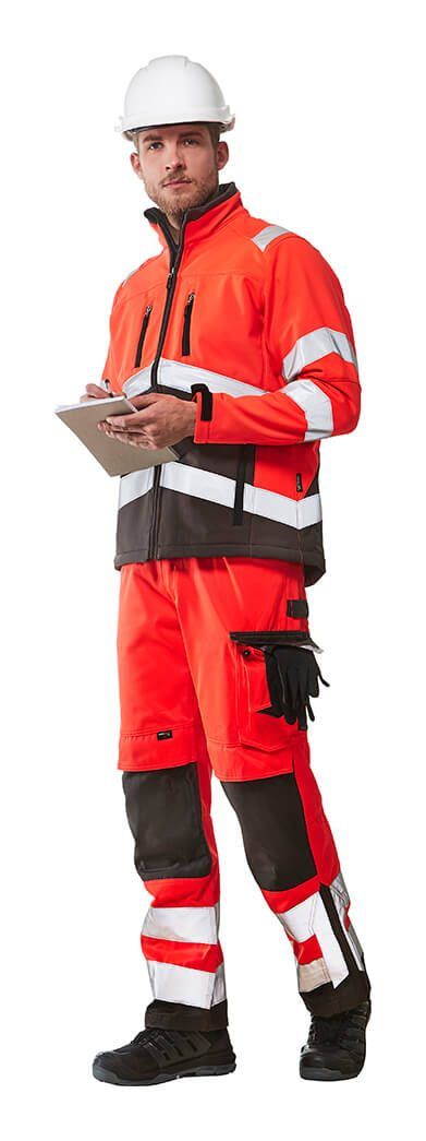 Pantaloni con tasche porta-ginocchiere SAFE SUPREME hi-vis arancio/blu navy scuro