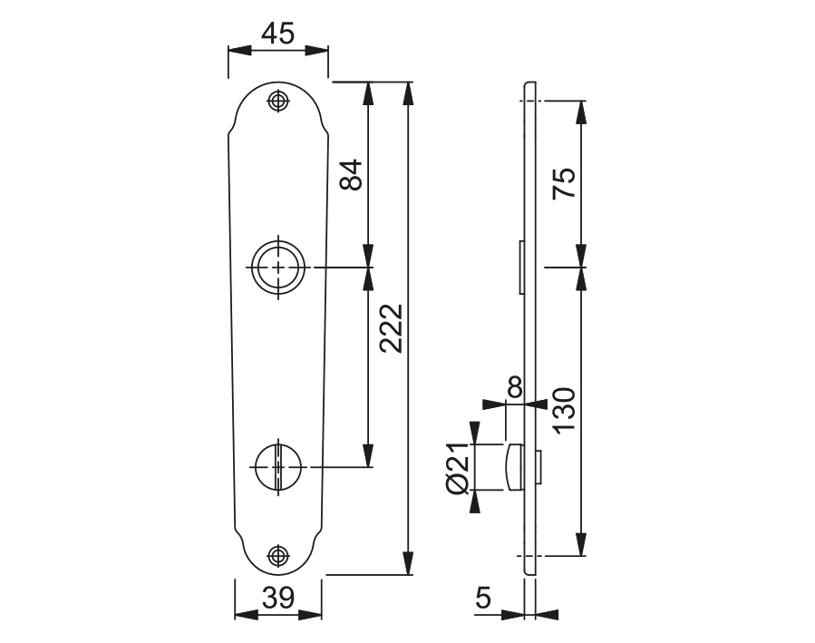 Placca esterna per porte WC (singola) serie Merano M2021 