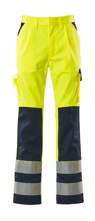 Pantaloni con tasche porta-ginocchiere SAFE COMPETE hi-vis giallo/blu navy