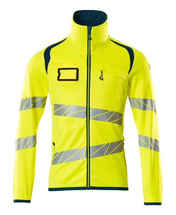 Maglione in pile con chiusura lampo ACCELERATE SAFE hi-vis giallo/petrolio scuro