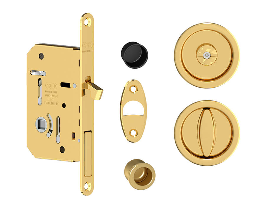 Scivola T kit A (pomolo/bottone) con serratura - rosette tonde 