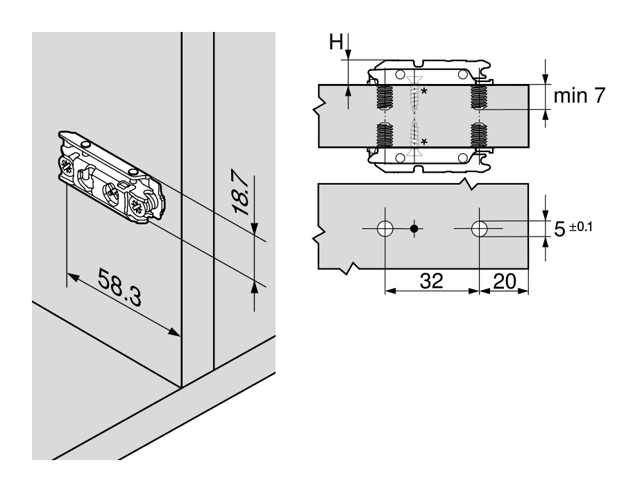 Piastrina di premontaggio con eccentrico diritta per battuta mediana CLIP top 