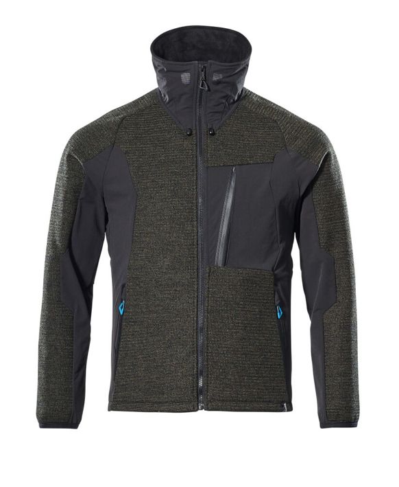 Giacca in maglia con chiusura lampo ADVANCED verde muschio/nero