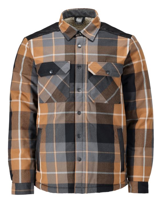 Camicia con fodera in pile CUSTOMIZED a quadri nocciola