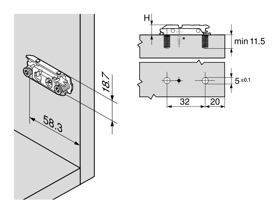 Piastrina di premontaggio con eccentrico diritta CLIP top 