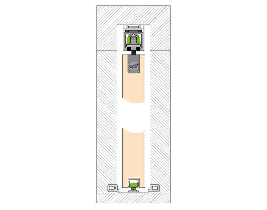 Ferramenta per 1 anta scorrevole in legno opk Spaceship 80 W MinimalPocket  