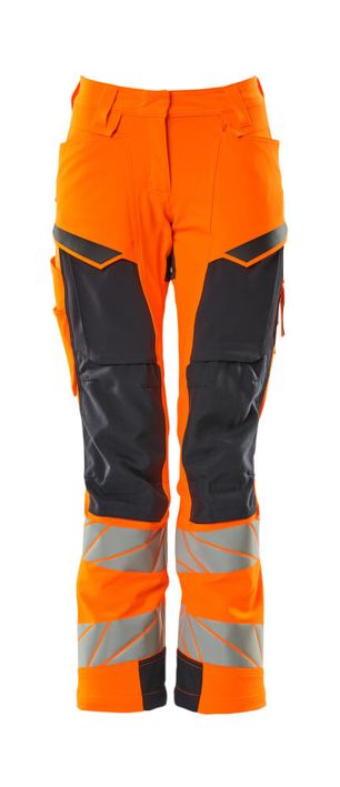 Pantaloni con tasche porta-ginocchiere ACCELERATE SAFE hi-vis arancio/blu navy scuro