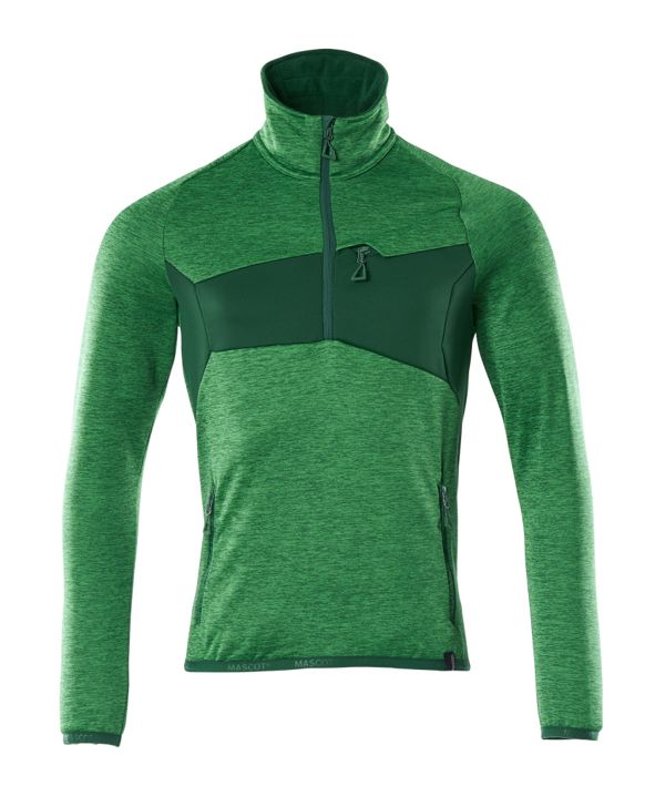 Maglione in pile con mezza cerniera ACCELERATE verde prato/verde
