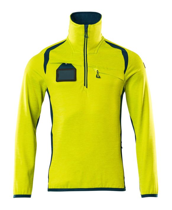 Maglione in pile con mezza cerniera ACCELERATE SAFE hi-vis giallo/petrolio scuro
