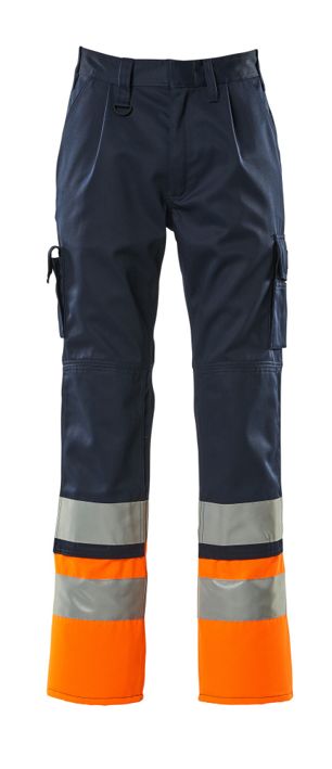 Pantaloni con tasche porta-ginocchiere SAFE COMPETE navy/hi-vis orange