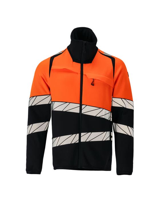 Maglione in pile con chiusura lampo ACCELERATE SAFE blu navy scuro/hi-vis arancio