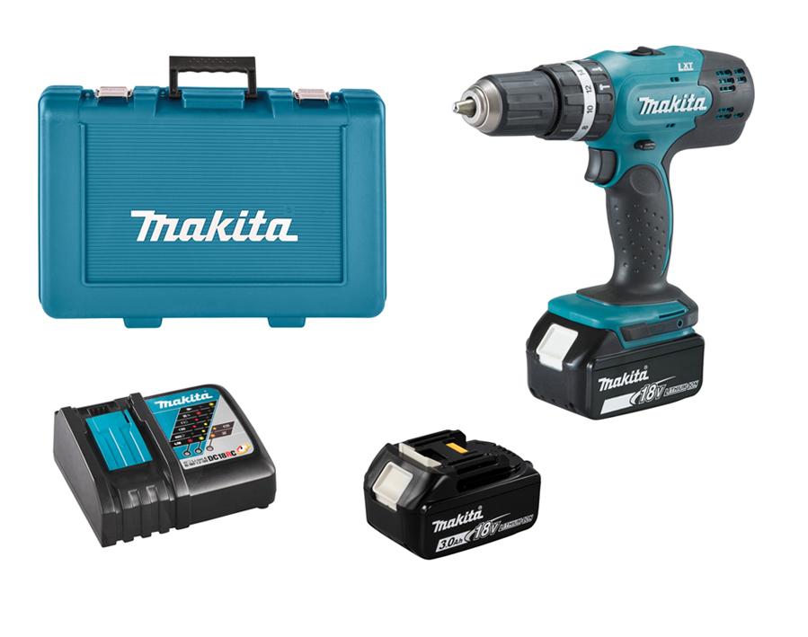 Trapano avvitatore con percussione a batteria a 2 velocità DHP453RFJ 