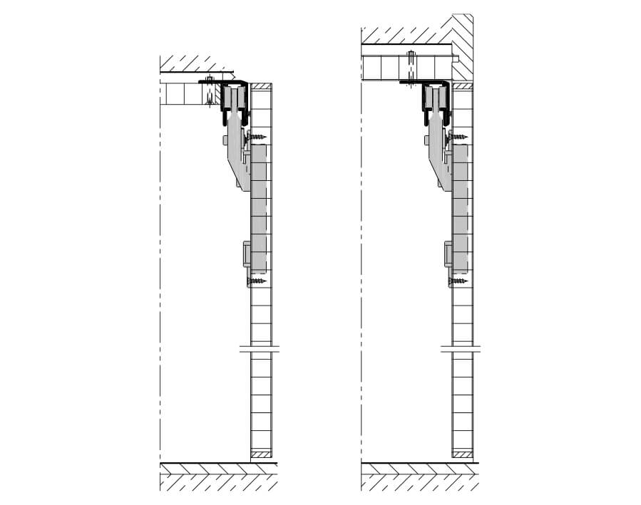 Guarnitura per cabina armadio, ante incernierate da una sola parte, senza guida inferiore, Hawa Multifold 30/W