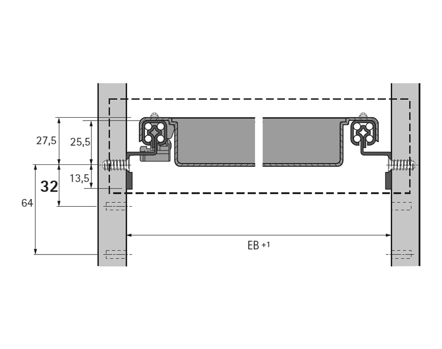 Guida Quadro 12 con Silent System per cassettini per cancelleria minicontainer Systema Top 2000 