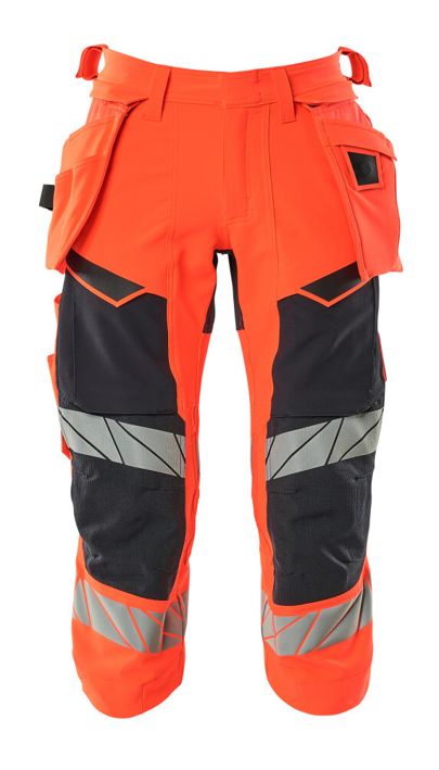 ¾ Pantaloni con tasche esterne ACCELERATE SAFE hi-vis rosso/blu navy scuro