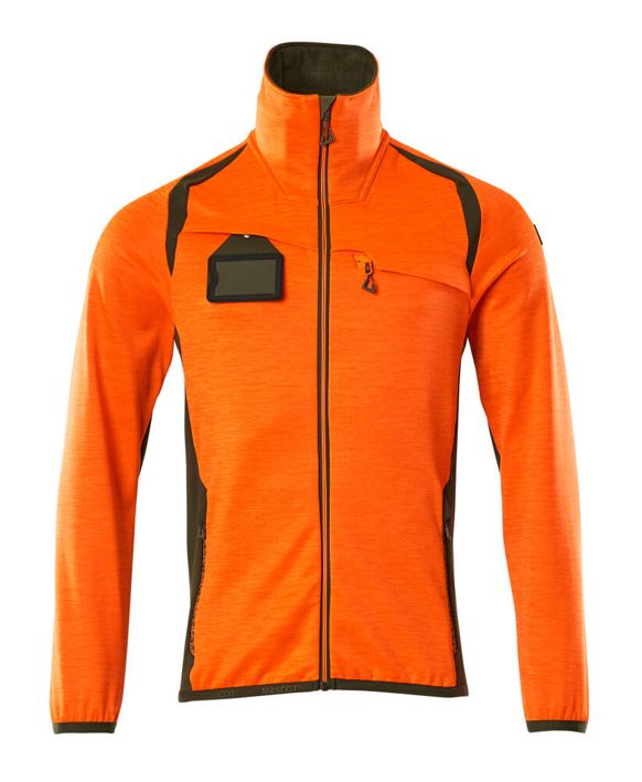 Maglione in pile con chiusura lampo ACCELERATE SAFE hi-vis arancio/verde muschio