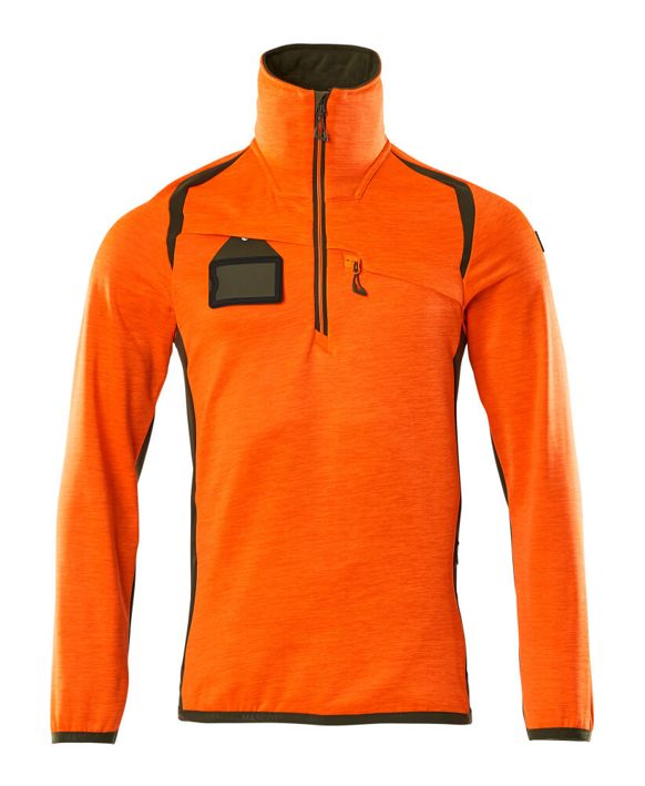 Maglione in pile con mezza cerniera ACCELERATE SAFE hi-vis arancio/verde muschio