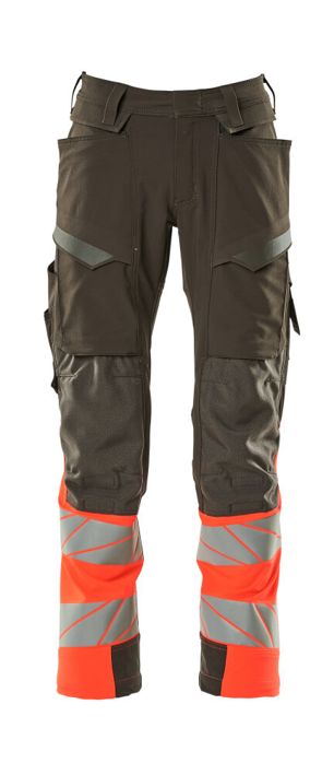 Pantaloni con tasche porta-ginocchiere ACCELERATE SAFE antracite scuro/hi-vis rosso