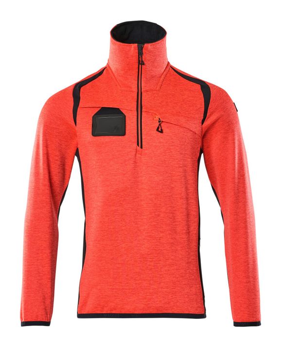Maglione in pile con mezza cerniera ACCELERATE SAFE hi-vis rosso/blu navy scuro