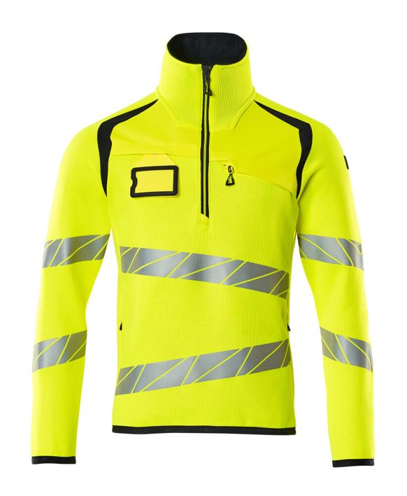 Maglione con mezza cerniera ACCELERATE SAFE hi-vis giallo/blu navy scuro