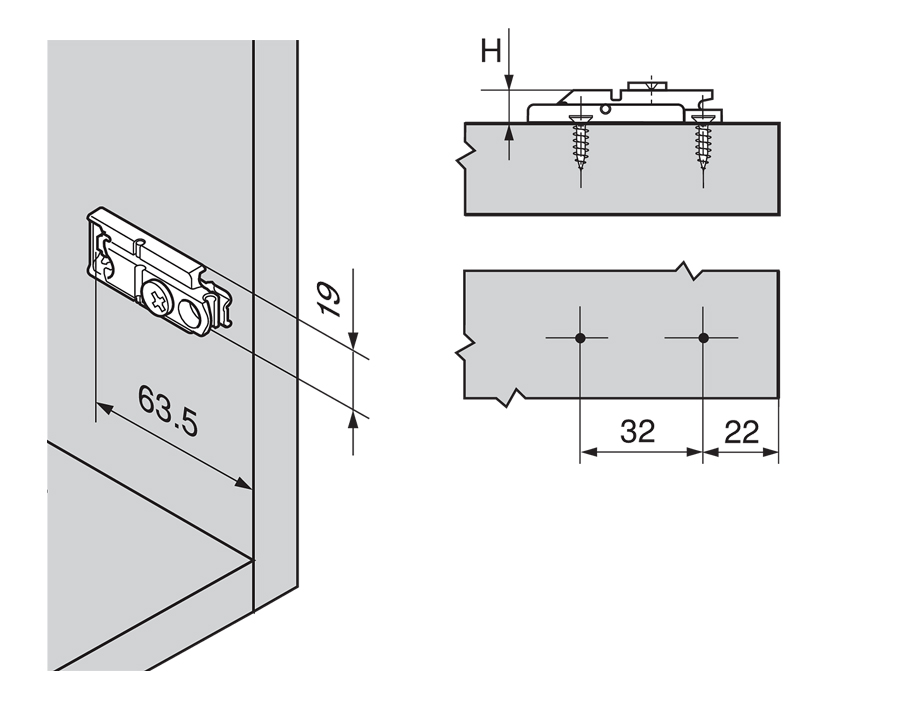 Piastrina di premontaggio con eccentrico diritta CLIP top 