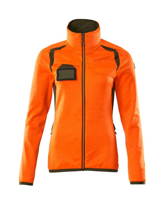 Maglione in pile con chiusura lampo ACCELERATE SAFE hi-vis arancio/verde muschio