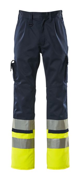 Pantaloni con tasche porta-ginocchiere SAFE COMPETE blu navy/hi-vis giallo