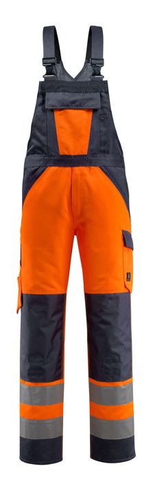 Salopette con tasche porta-ginocchiere SAFE LIGHT hi-vis arancio/blu navy scuro