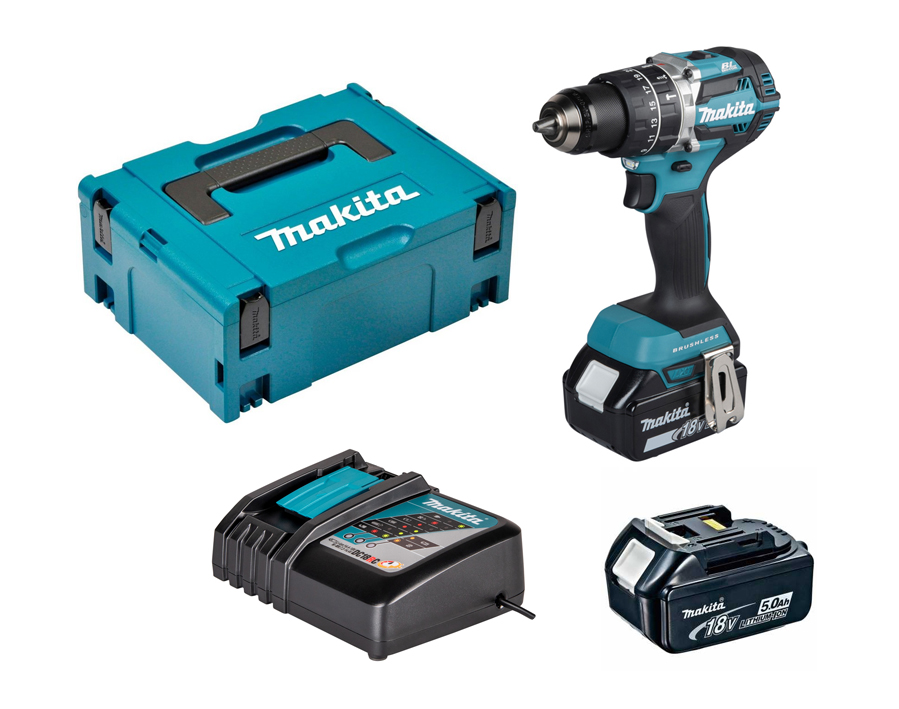 Trapano avvitatore con percussione a batteria a 2 velocità DHP484RTJ