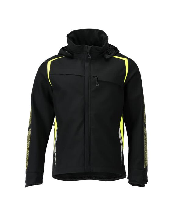 Giacca Softshell con cappuccio ACCELERATE SAFE nero/hi-vis giallo