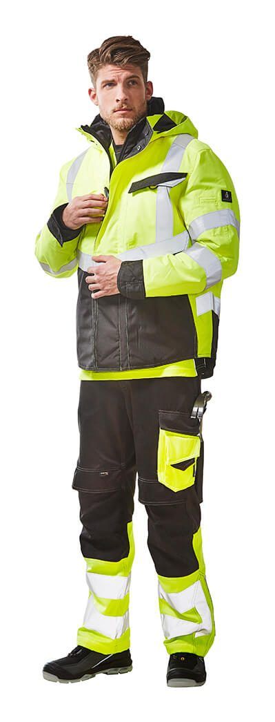 Pantaloni con tasche porta-ginocchiere SAFE SUPREME blu navy scuro/hi-vis arancio